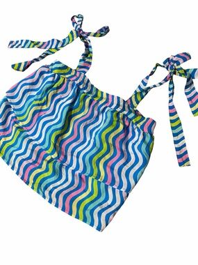 MICHELLE MCDOWELL Colorful Wavy Stripe Tie-Shoulder Tank